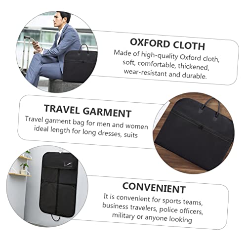 Portable Foldable Suit Garment Bag Shoulder Strap Dustproof Travel Clothes Cover Black for Business Trips and Hanging Suits4