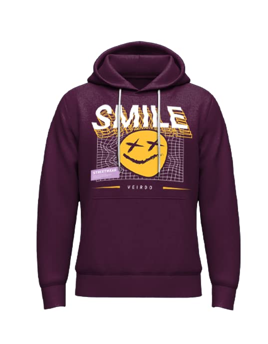 Image of Veirdo Cotton Fleece Regular Fit Full Sleeve Hooded Sweatshirt Front and Back Graphic Printed Jumper Hoodie for Men