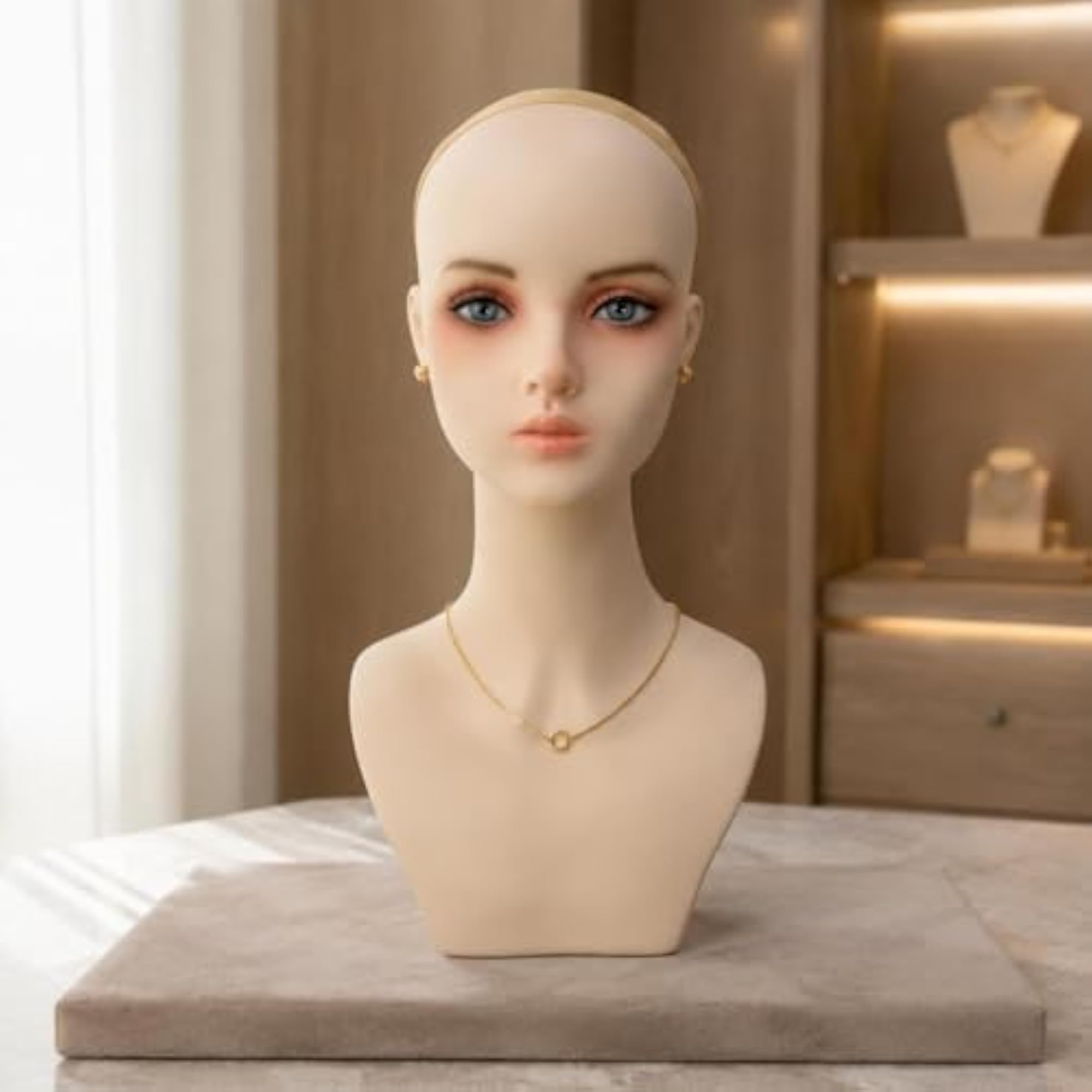 Asian Face Design Hairpiece Mannequin Head