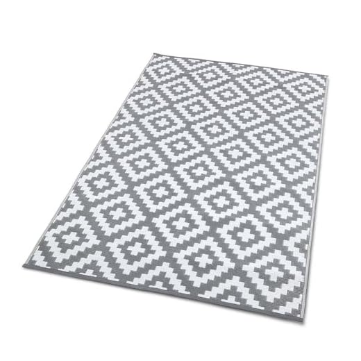 TERRE JARDIN Tapis extérieur rectangulaire réversible - 160 x 240 - Gris