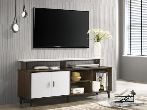 Image of DeckUp Capella Engineered Wood TV Unit (Walnut & White, Matte Finish)