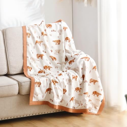 Image of GRSSDER Cotton Muslin Quilt Blanket - Silky Soft and Breathable Baby Blanket Quilt, Oversized Muslin Blankets for Newborns, Toddlers & Kids, 6 Layers Reversible Design for All Seasons, 47 inch x 47 inch