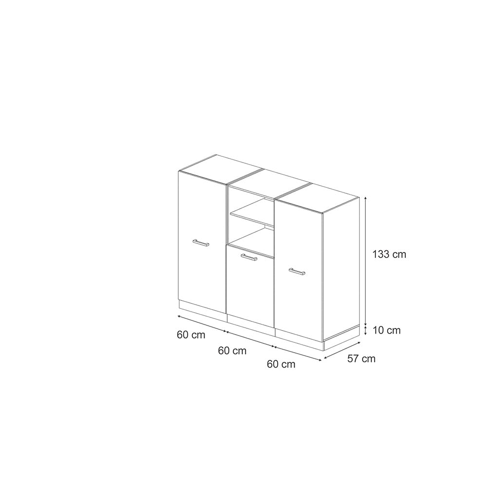 Vicco Cucine componibili piccole R-Line, Nero lucido/antracite, 180 cm