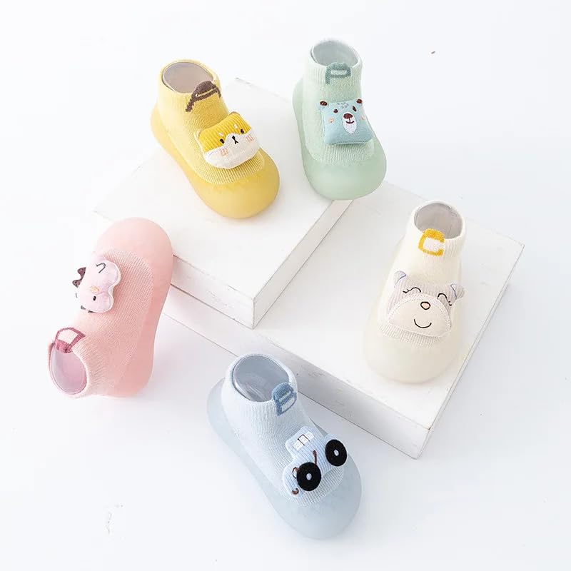 Bold N Elegant Baby Girl Boy Socks With Rubber Sole Infant Newborn Kids Floor Socks Shoes Anti Slip Soft Sole Socks Bootie (Baby Pink, UK Footwear Size System, Toddler, Age Range, Medium, 0 Months, 6 Months) 2