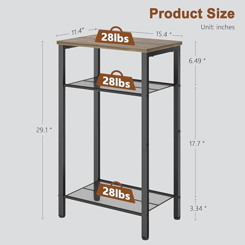 Hoctieon 3 Tier End Table, Telephone Table, Tall Side Table with Storage, Small Nightstand for Small Spaces, Metal Frame, For Living Room, Bedroom, Sofa Couch, Hall, Easy Assembly, Greige