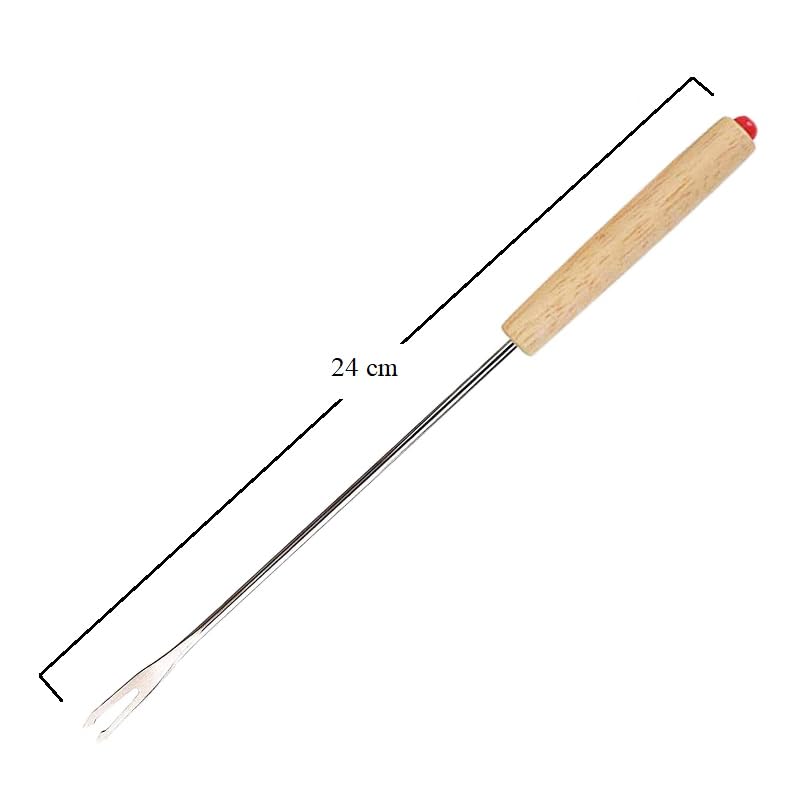 Virsus 12 Forchette da Fonduta 4905, Lunghezza 24 cm, Forchettone a 2 Punte in Acciaio Inox e Manico in Legno, 6 Colori, utensile per Fonduta di Formaggio, Barbecue, Feste ed Eventi