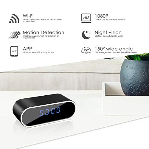 Jlrkeng Hidden Spy Camera Clock Hd 1080P Wireless Wifi Home Security Cameras Monitor Video Recorder Nanny Cam With Motion Detection Alert Live Stream Monitoring For Home And Office Safety #TOP1