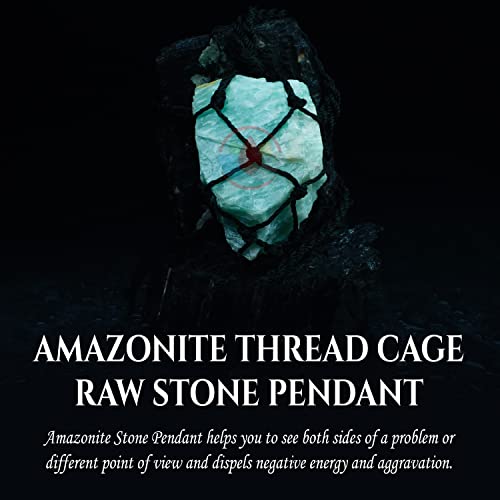 Image of REMEDYWALA Charged Energized Raw Stone Thread Cage Wrapped Pendant | Raw Stone Thread Cage Wrapped Pendant for Women and Men