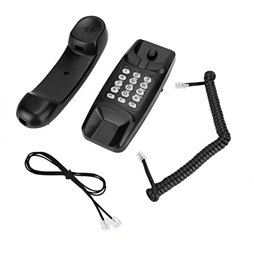 Téléphone Fixe, Extension Murale sans Identification de L'appelant Alimenté par Ligne Téléphonique Téléphone à Domicile avec Fonction Flash et Fonction de Sourdine D'appel(Noir)