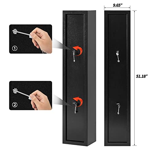 Yoobox Rifle Safe, Shotgun Gun Safe With Quick Access 4-Guns, Security Long Gun Cabinet For Home, Built-In Separate Handgun Lock Box, Gun Lock For Shotguns, Rifles, Pistol And Various Ammo #TOP1