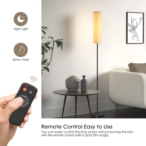 Lithomy Floor Lamp,4 Color Temperature Modern Led Standing Lamp,Stepless Dimmer Remote Control Floor Lamps For Living Room/Bedroom/Office,3000K-7000K Elegant Tall Lamps With Linen Lamp Shade,Timmer #TOP4