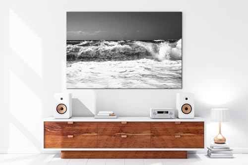 Impression numérique vagues de l'océan deyoli grand tableau plage noir et blanc - 5
