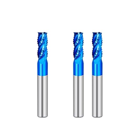 TBZOQAID 1pcs Roughing End Mill 1/4'' Shank 4 Flute Carbide Milling Tool Nano Blue Coated CNC Tools Sprial Router Bits