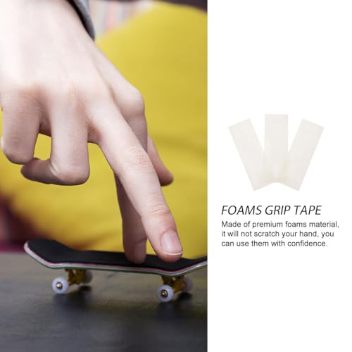 Image of Balacoo 3 Pcs Finger Skateboard Stickers Foam Grip Tape Transparent | Foam Grip Tape, Self-Adhesive Backing, 3 Pcs, Transparent Finish, Easy Control