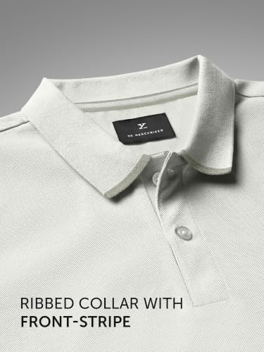Image of XYXX Men's Apex Mercerized Cotton Striped Collar Pique Polo T-Shirt