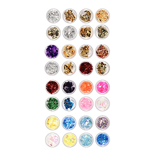 DROHOO Nail Art Tools Dekorationsset Pailletten Folienflocken mit Pinzette Farbstift Pinsel – Bild 5