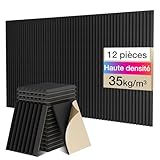 Sonic Acoustics Mousse Acoustique Autocollante, 12 Paquet, Densité 35 kg/m³, 2,5x 20x30 cm...