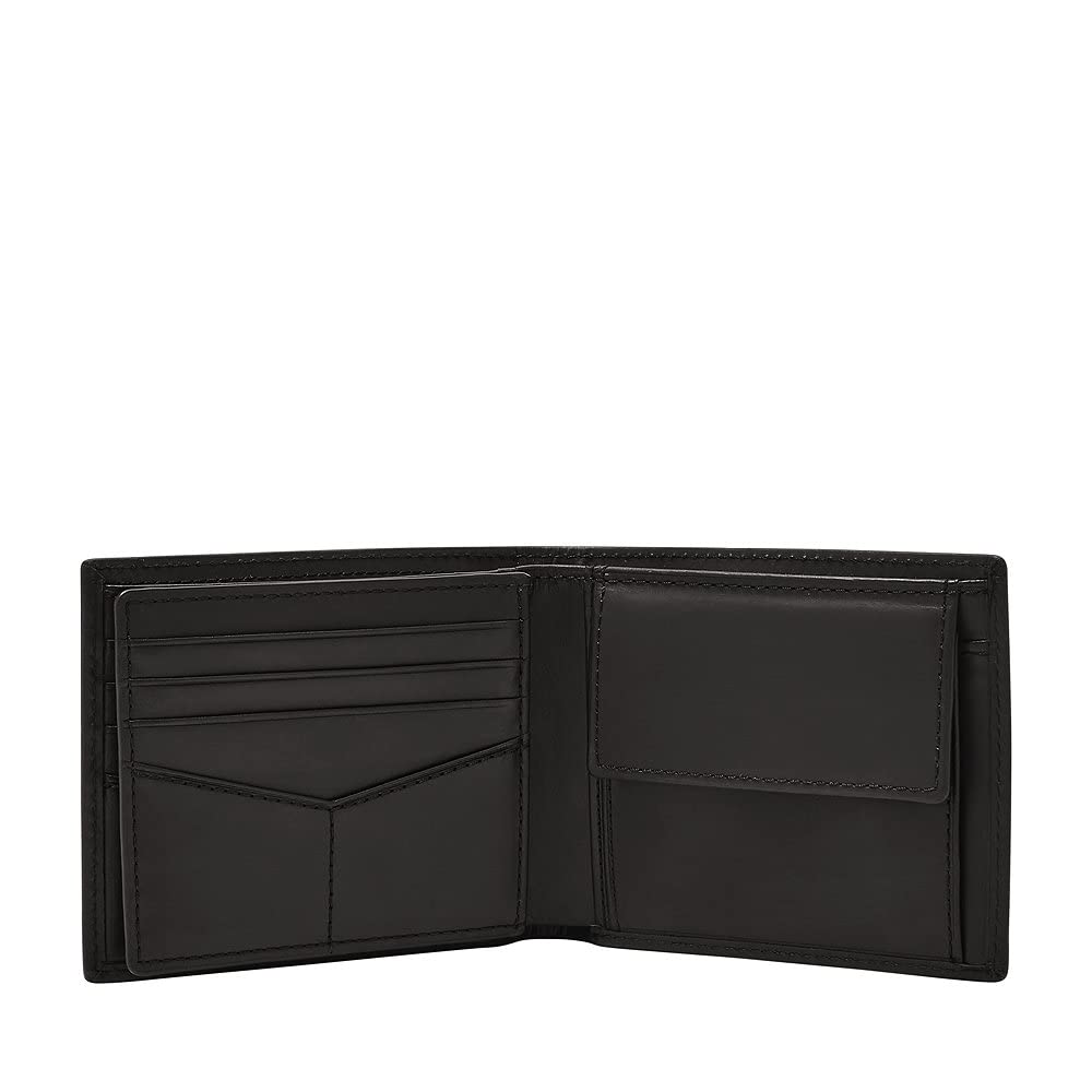 Fossil - Portafoglio bifold RFID Derrick da uomo in pelle con ampio portamonete, ML3687001 - L 11,4 cm x P 1,9 cm x A 9,4 cm