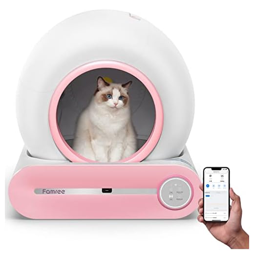 Famree Smart Self-Cleaning Cat Litter Box,Automatic Cat Litter Cleaning Robot with 65L+9L Large Capacity/APP Control/Ionic Deodorizer for Multiple Cats【2023 New Structure】, Cherry Blossom Pink
