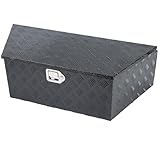 Gooeap 39'X16.5'X12'Black Heavy Duty 5 Bar Tread Aluminum Trailer Tongue Box Pick Up Truck Tool Box Storage Organizer w/Lock & Keys