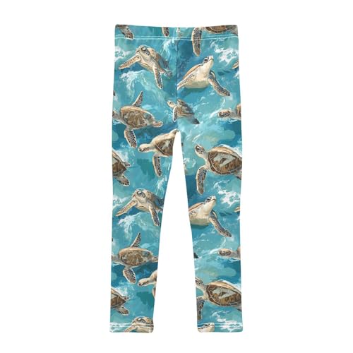 Sea Turtles Girls' Leggings Toddler Doodles Funny Kids Yoga Pants Dance Active Tights 4T2