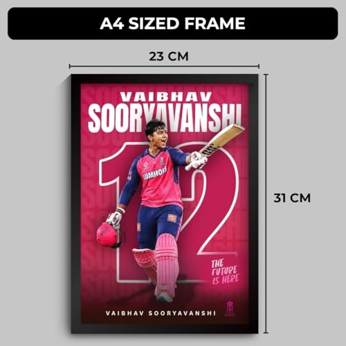 Image of Funk You Store Vaibhav Sooryavanshi Framed Poster | Vaibhav Sooryavanshi 12 Wall Art | RR Edition | Cricket Legend | Premium Sports Decor for Cricket Fans | Motivational Wall Poster (F 181)