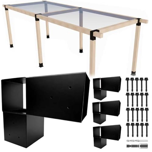 Image of 4Pcs 2-Way Pergola Brackets 30 Degree Post Conector 6x6