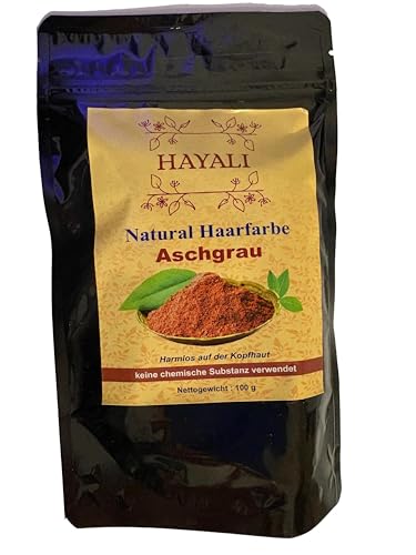 Hayali Natural Tinte para el pelo, color gris ceniza, 100 g, sin químicos
