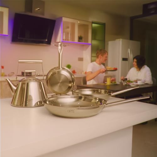 GIPFEL INTERNATIONAL 3 Piece Stainless Steel Frying Pan Set 8, 10, 12 Inch - Tri Ply Stainless Steel Skillet Healthy Cookware - Fry Pans for Induction Gas Electric Ceramic Stove & Oven Safe - Image 7