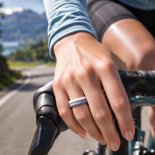 Image of Egnaro Women's Silicone Anniversary Wedding Ring 2.5mm Wide 1.8mm Thick | Comfort-Fit Design Offers Flexible Wear for Nurses, Workouts, Work, Pregnancy, Travel, Daily Activities and Active Lifestyles