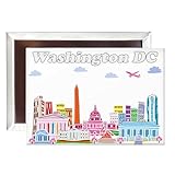 City Themed Artwork Magnet Collection by Beary Blu - Designed in The USA, Collectible Souvenirs Gifts 2.5' x 3.5' (Washington DC)