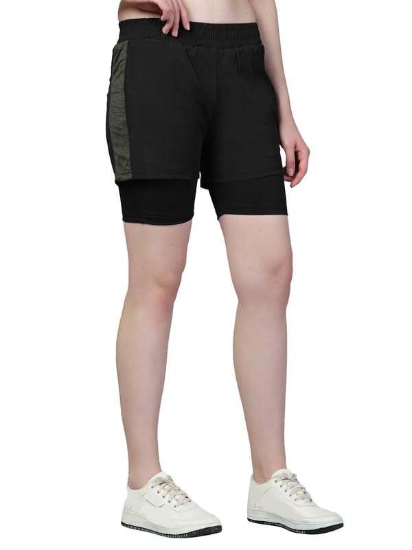 Image of CHKOKKO Gym Shorts for Women Workout Sports Running Quick Dry Fit Double Layer Inner Compression with Pockets Breathable Lightweight Wear