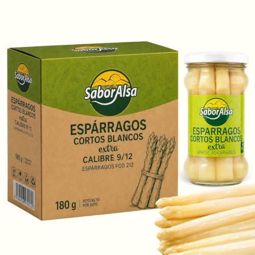 Esparragos Blancos, Esparragos cortos blancos calibre 9/12, Esparragos FCO 212, Contiene 2 Tarros de cristal de 180 gr
