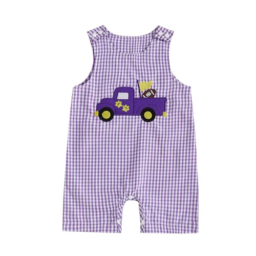 Baby Boy Romper Newborn Baby Football Outfit Smocked Jumpsuit Rugby Truck Overalls Plaid Bodysuit 0-18M Clothes