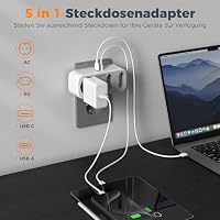 TESSAN Doppelstecker für Steckdose, Mehrfachstecker, Mehrfachsteckdose Grau – Ansicht 2