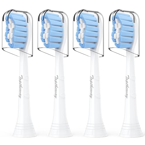 Toptheway Extra Soft Replacement Toothbrush Heads for Sensitive Teeth Compatible with Philips Sonicare Optimal Gum Care 4100 5100 and More Click-on Toothbrush Handles 4 Pack