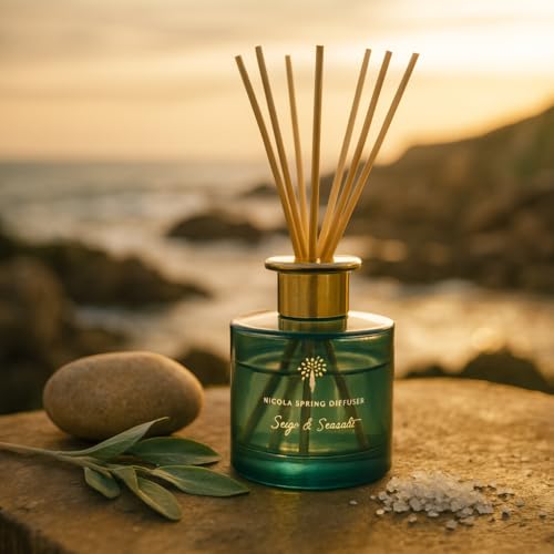 Nicola Spring Sage & Seasalt Scented Candle & Reed Diffuser Set - 130g Soy Wax Candle 21 Hour Burning Time Small Relaxing Fragrance Gift Set Aromatherapy 200ml Fragrant Diffuser - Image 4