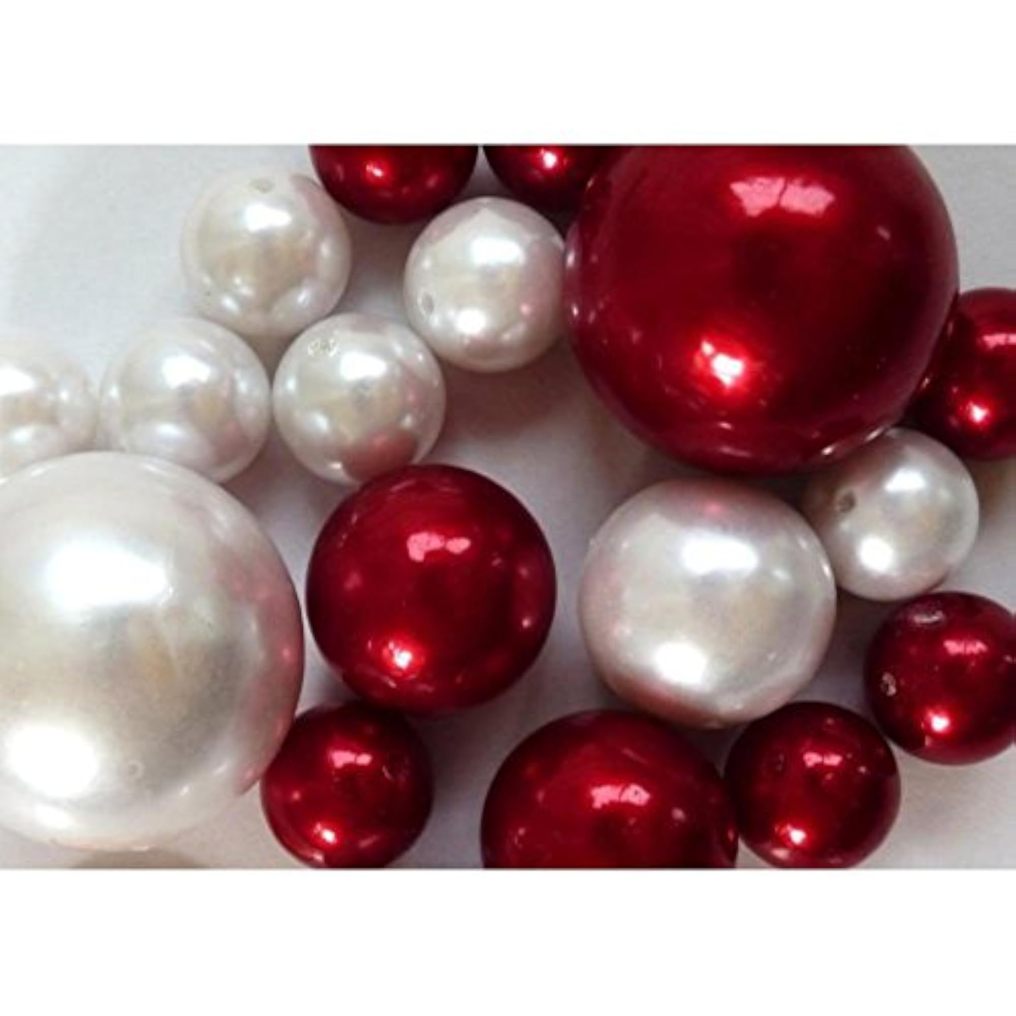 JellyBeadZ Red, White Pearl and Clear Bead Set