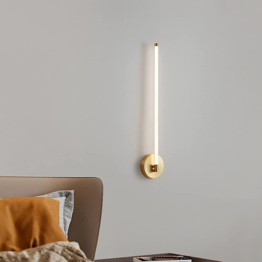 ZTCHSENZT Wall Sconces, Modern LED Linear Wall Sconce Copper Wall Mount Light Indoor Vanity Wall Lamp, Minimalist Wall Lighting Fixtures 3 Color Mode Wall Wash Lights for Living R,Copper-60cm
