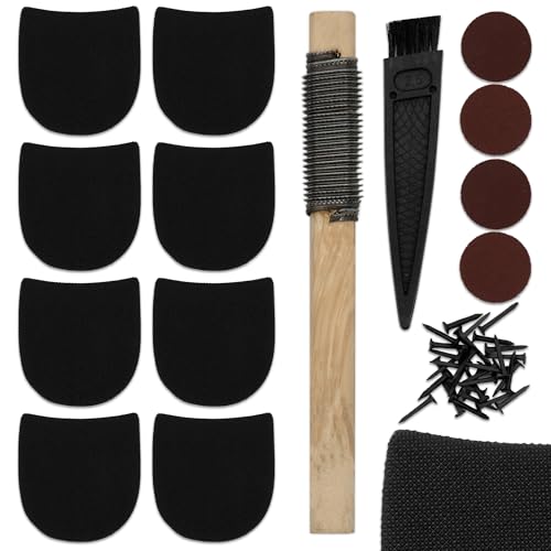 MAYOKEN 8PCS (4 Pairs) Boot Heel Replacement Kit Cuttable Rubber Heel Pads for Shoe Heel Repair Anti-Slip Boot Heel Repair Kit with Nails File & Brush Universal Fit for Men Women Boots