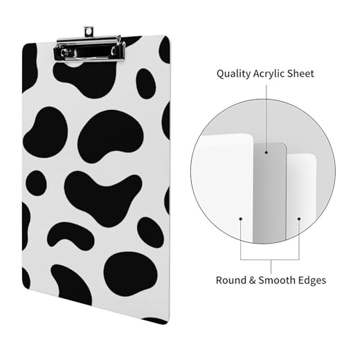 Porte-bloc classique imprimé vache en plastique acrylique robuste A4 - 3