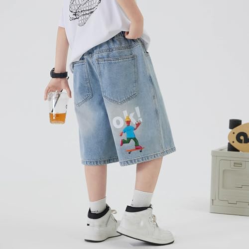Short en jean pour garçon coupe ample décontractée style cargo ado - 5