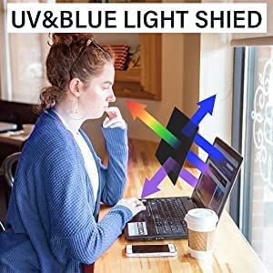 Image of Pxin 15.6 Inch Laptop Radiation Glare Shield inbuilt Adv. Privacy | No Eye Strain, No Dry Eyes | Anti Blue Light | Anti Glare