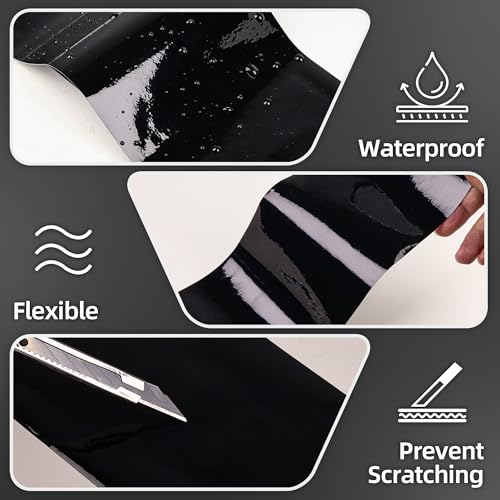 Image of 6 PCS Emblem Wrap Kit Compatible with Bowtie Logo Wrap Car Stickers, 11.8'' x 4.3'' Cut-Your-Own Emblem Overlay DIY Decals for Chevy, Gloss Black with Tool Kits