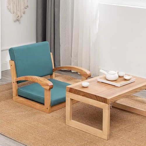 BTZHY Floor Chair Japanese Floor Chair with Armrest and Backrest, Portable Japanese Legless Chair with Backrest, Wooden Lazy Sofa Floor Chair for Bay Window Meditation Reading