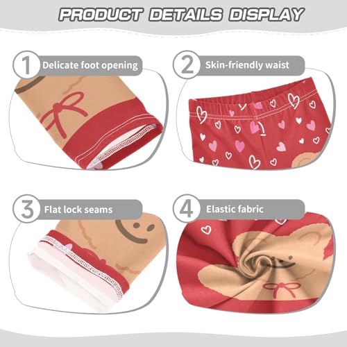 ZZKKO Girls Leggings Bear with Heart for Valentine's Day Toddler Girls Clothes Leggings for Girls Toddler Girls Leggings 3-4T3