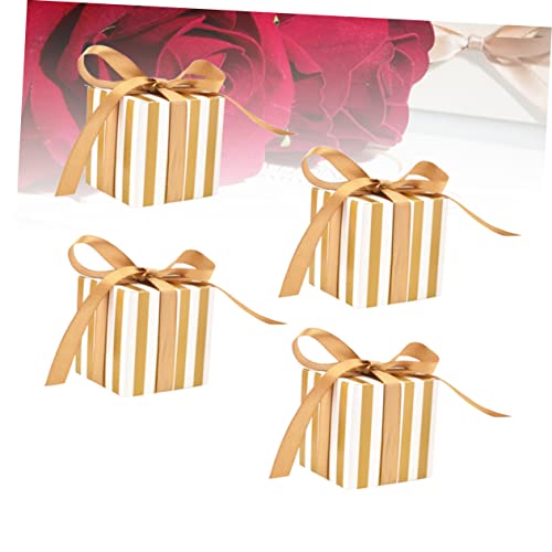 Cabilock 10 Pcs Gift Candy Boxes Striped Candy Box Square Boxes Chocolate Boxes Small Square Box Wedding Golden Gift Box #TOP1