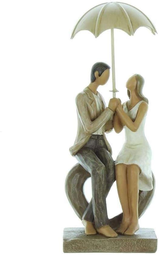 Rainy Day Collection Resin Couple Seated Statue Ornament Figurine