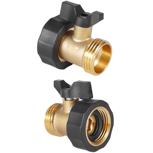 Garden Hose Shut Off Valve, Easy Grip Rubber Handle, 3/4\" Heavy Duty Solid Brass Fittings Water Hose Shutoff Valve with 2 Pcs Hose Washers