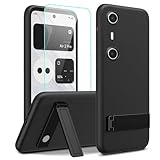 Nijiadi Case for Xreal Beam Pro Phone Case with Glass Screen Protector, [3 Stand Ways] Metal Kickstand/Stand Silicone TPU Slim Fit Protective Cover Case for Xreal Beam Pro - Black
